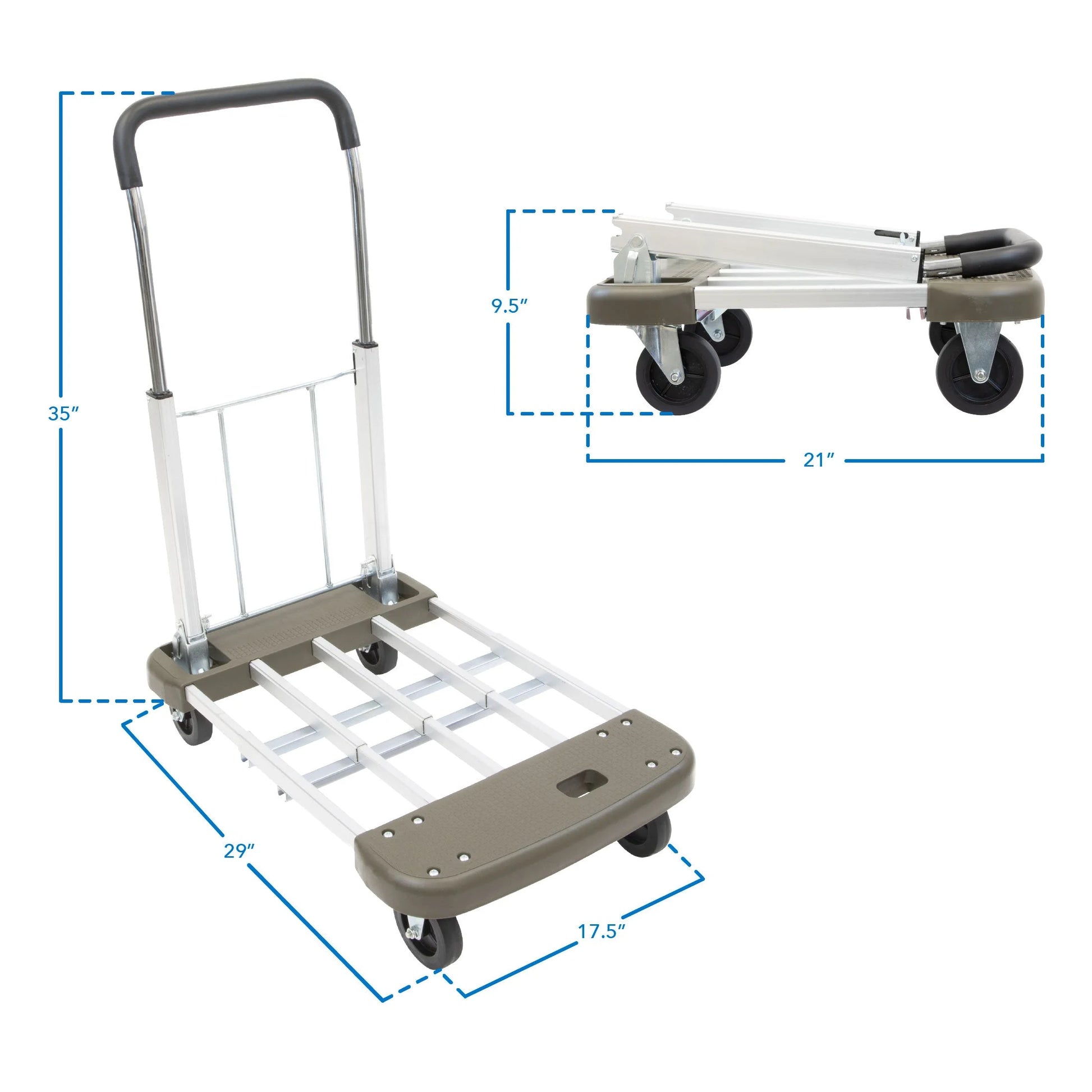 Mount-It! Folding Platform Hand Truck with Expandable Base | 330LBS Capacity