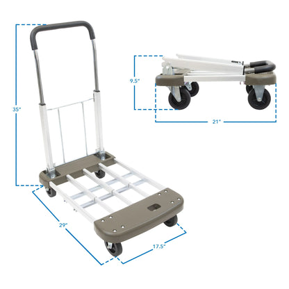 Mount-It! Folding Platform Hand Truck with Expandable Base | 330LBS Capacity