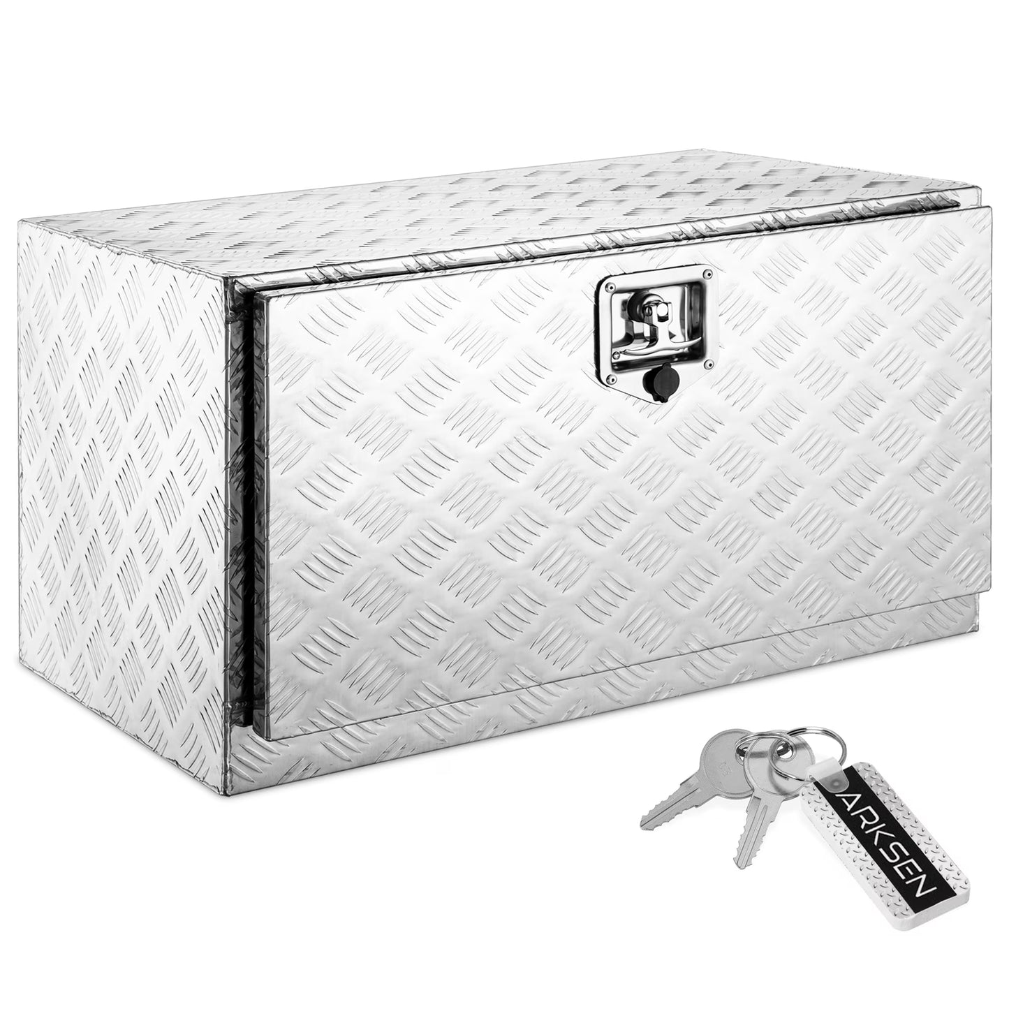 ARKSEN 30" Aluminum Truck Underbody ToolBox w/T-Handle Latch Durable Pickup Trailer Storage Organizer Tool Box Key Lock, Silver