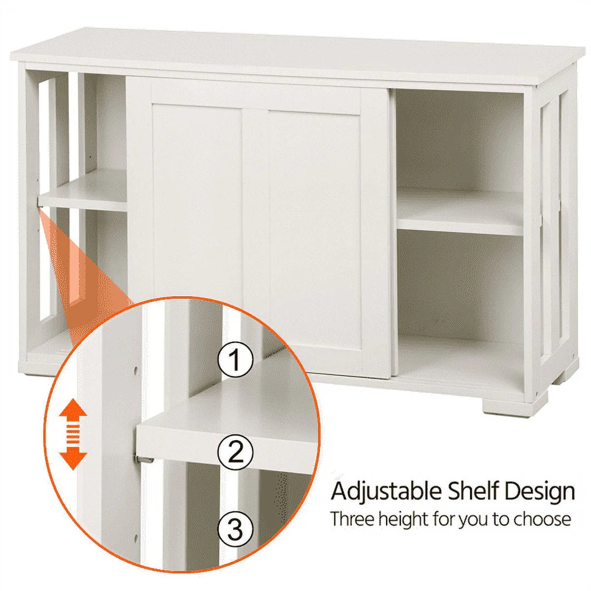 Topeakmart Antique White Buffet Cabinet Kitchen Table Sliding Door Stackable Sideboard Storage