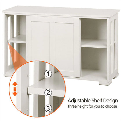 Topeakmart Antique White Buffet Cabinet Kitchen Table Sliding Door Stackable Sideboard Storage
