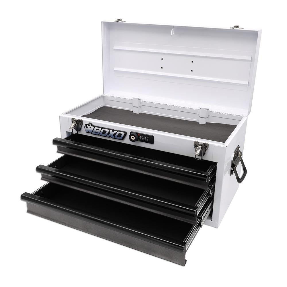 Completed Boxo USA Hand Carry 3-Drawer Heavy Duty Toolbox (White)