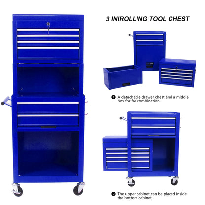 RONSHIN 6-Drawer Rolling Tool Cabinet with 4 Wheels Removable Tool Chest Organizer with Secure Locking System Large Storage