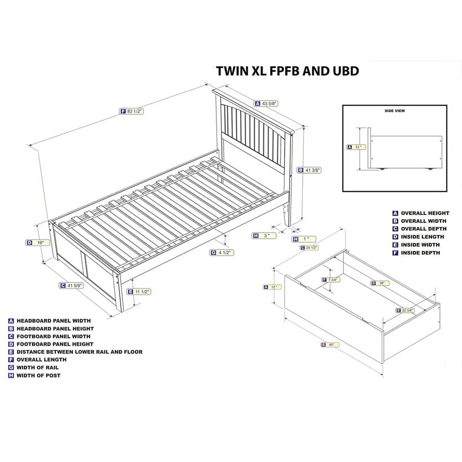 Leo & Lacey Classic Hardwood Storage Platform Bed, Twin-XL, White