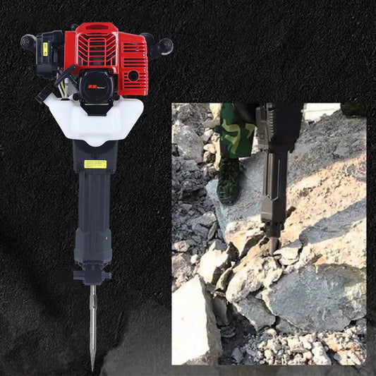 Wuzstar 52cc 2 Stroke Gas Demolition Jack Hammer Concrete Breaker Drill with 2 Chisels 6500RPM 1900W