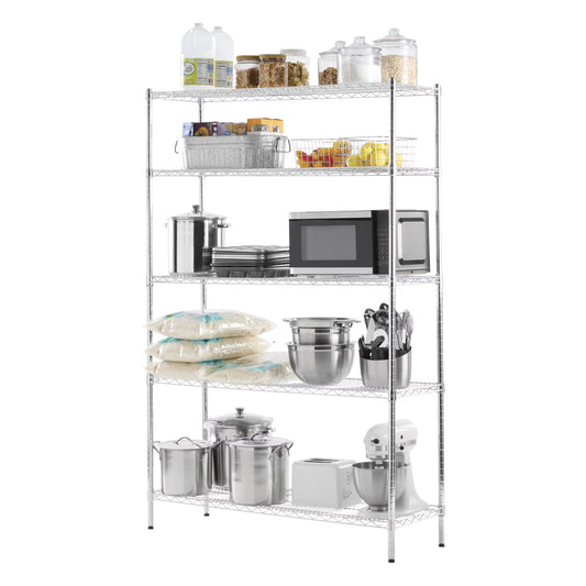 Hyper Tough 5-Tier Multipurpose Wire Shelving Rack, Chrome Color, 3000lbs Load Capacity