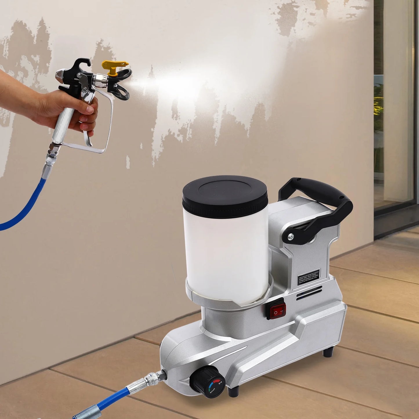 High-Pressure Airless Paint Sprayer, 1600W Copper Motor with 850rpm, 84.54Oz/min Flow Rate & 120MPa Pressure, 0.66Gal Hopper, 16.4ft Hose, Ideal for Furniture/Walls/Fences