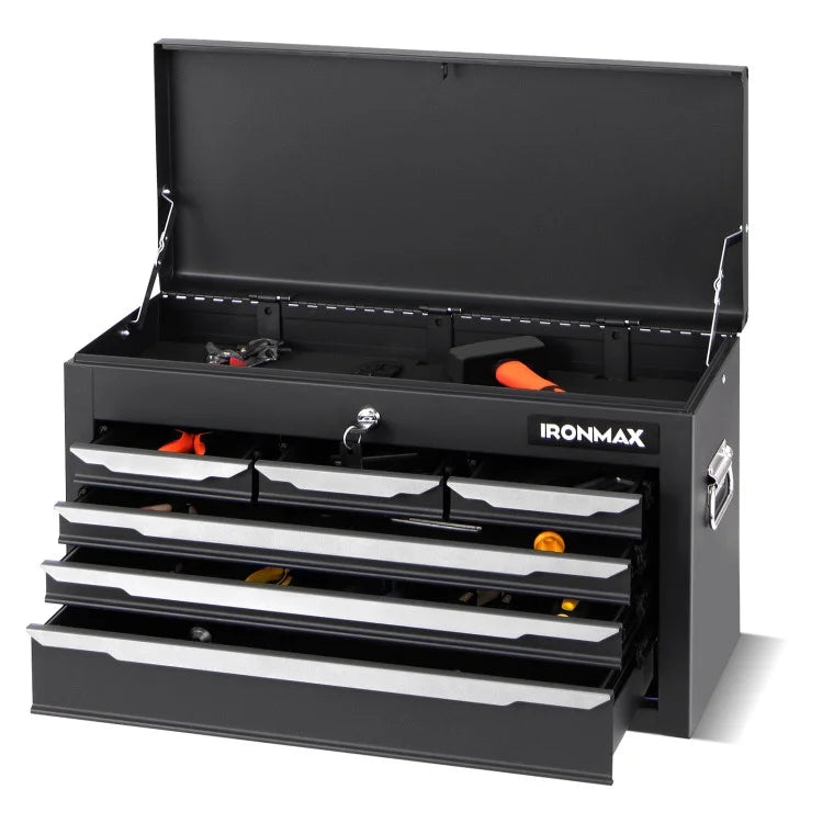 Barara King 24 Inch Tool Chest Case with 6 Drawers and Top Storage for Garage Repair Shop & Warehouse-Black