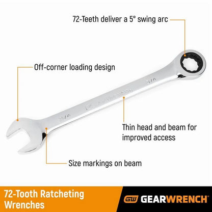 GearWrench Ratcheting Combination Wrench Set, 20-Pc., SAE and Metric, Model# 35720-06