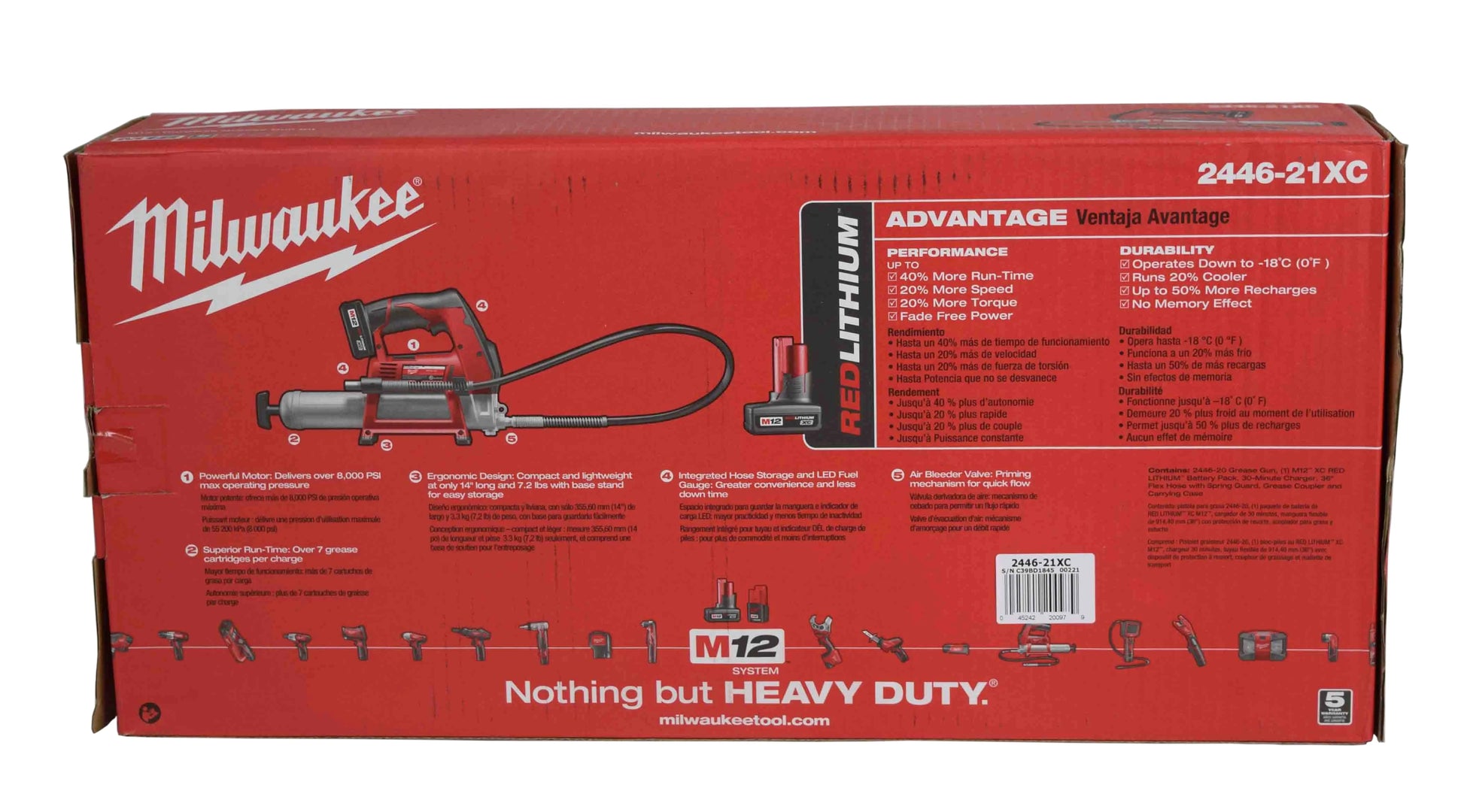 Milwaukee 2446-21XC M12 12V Cordless Grease Gun Kit with 3.0Ah Battery, Charger & Tool Bag