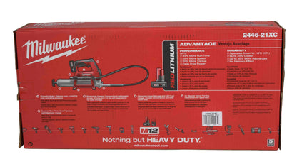 Milwaukee 2446-21XC M12 12V Cordless Grease Gun Kit with 3.0Ah Battery, Charger & Tool Bag