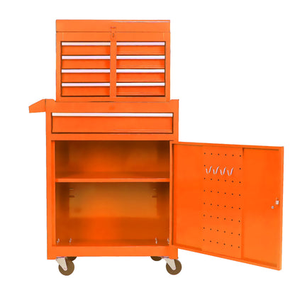 Aukfa Tool Box, 2 in 1 Steel Rolling Tool Chest & Cabinet On Wheels for Garage, 5-drawer, Blue