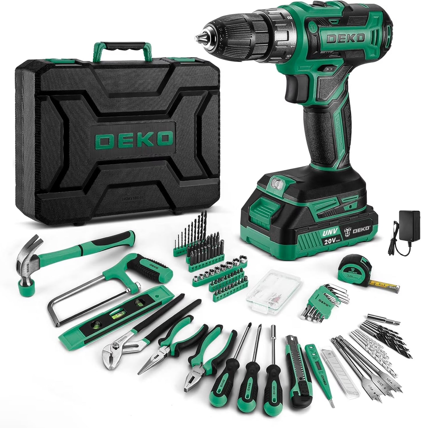 20V Cordless Power Drill Tool Kit Set with Battery Electric Drill Driver - Portable Home Repair Toolbox