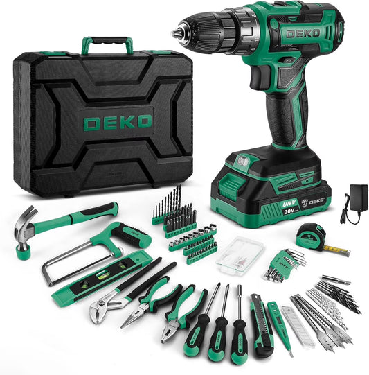 20V Cordless Power Drill Tool Kit Set with Battery Electric Drill Driver - Portable Home Repair Toolbox