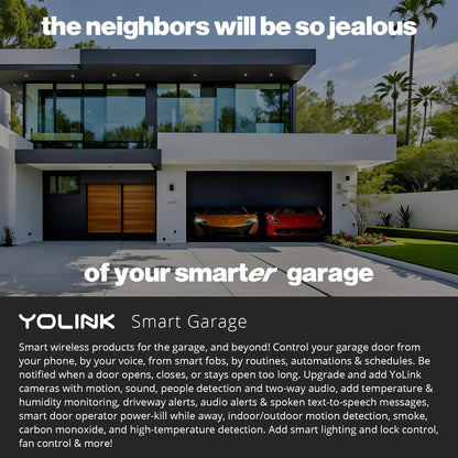 YoLink Smart Garage Door Solution Kit - Convert Any Garage Door to Smart in Seconds! Battery-Powered, No-Wires, No-Tools Super-Easy Installation. Works with Alexa & IFTTT