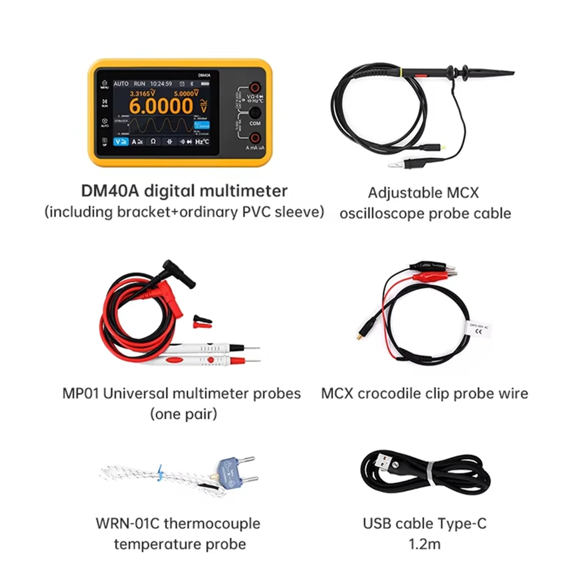 DM40 Digital Oscilloscope Multimeter Signal Generator 50M Sample Rate Voltage Diode Handheld Automotive Tools,E