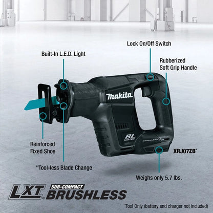 Makita XRJ07ZB 18 Volt Battery Powered Brushless Cordless Reciprocating Saw