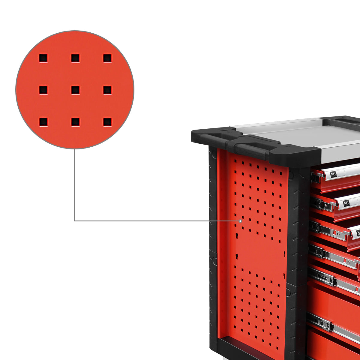 DNA Motoring 30" x 39 "x 18" 7-Drawer Large Utility Trolley Heavy Duty Rolling Lockable Slide Tool Cart Cabinet