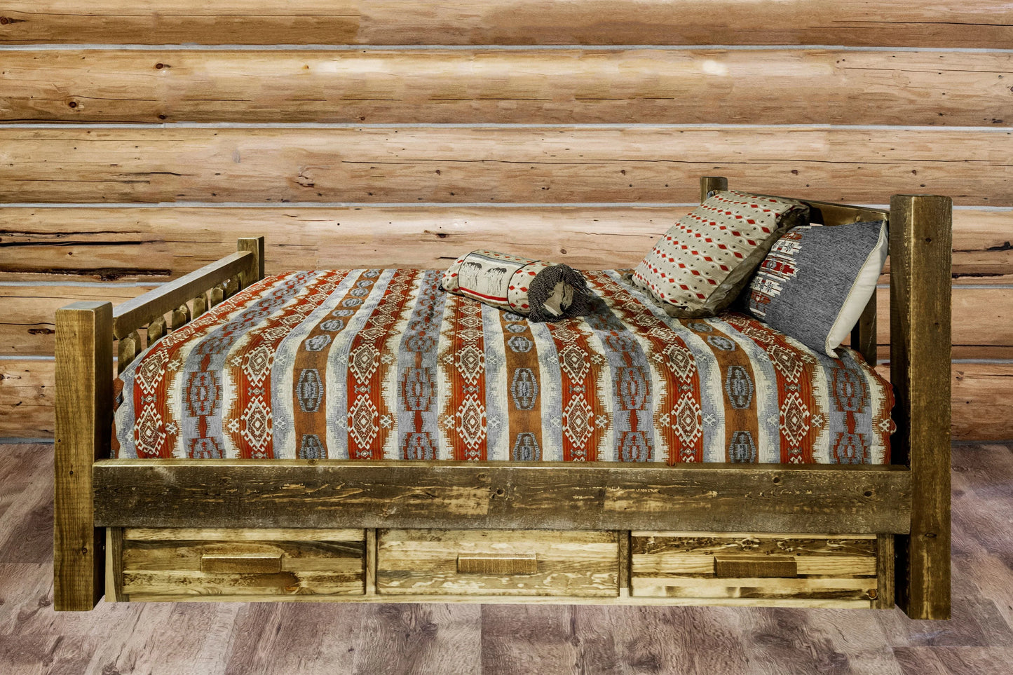 Homestead Collection California King Bed w/Storage, Stain & Lacquer Finish
