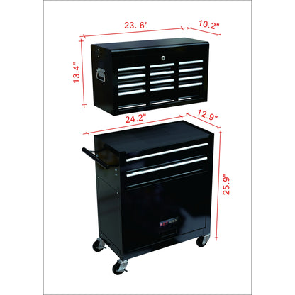 High Capacity Rolling Tool Chest, 8-Drawer Storage Cabinet, Black