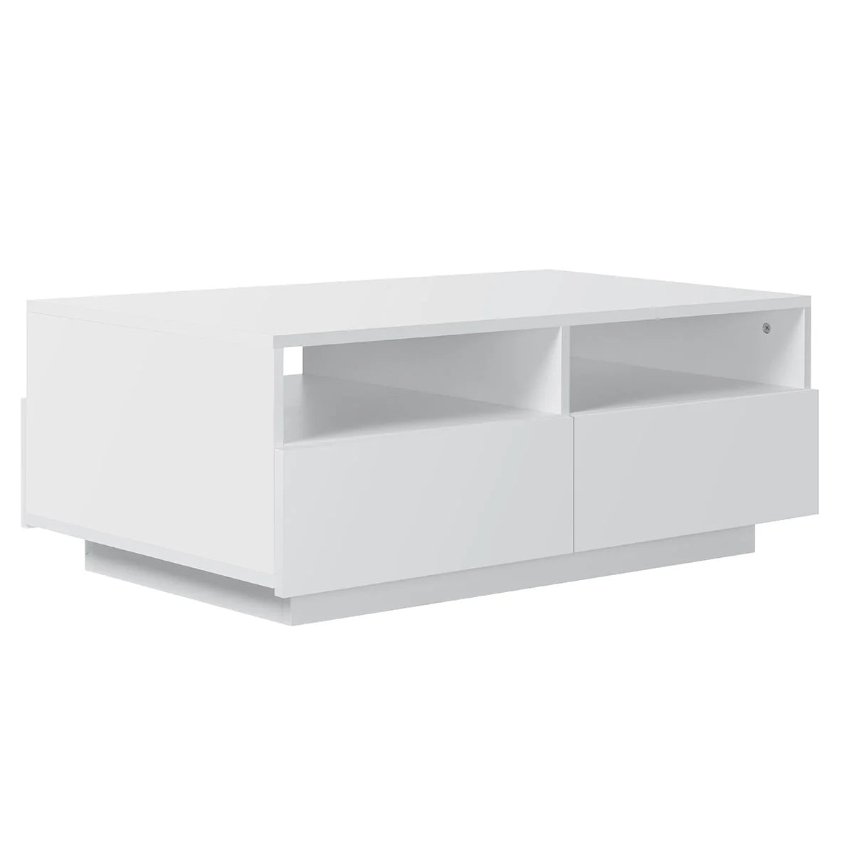 Hommpa LED Coffee Table Rectangular High Gloss Coffee Tea Table Modern Center Table with LED Light 4 Storage Drawers Sofa End Table for Living Room 35.4 x 22 x 13.8 Inches