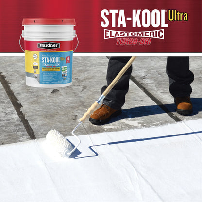 GARDNER STA-KOOL 15 YR Turbo-Dri Elastomeric Roof Coating - White, White, 5 Gallon