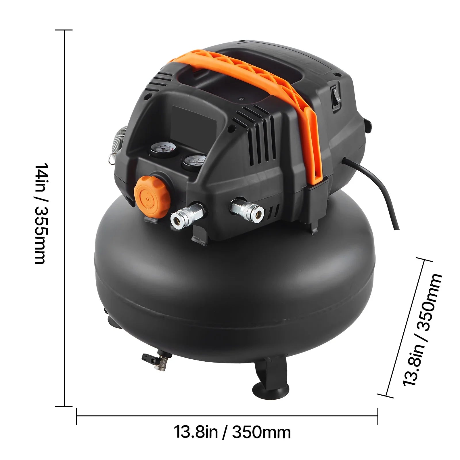 KFFKFF 6-Gallon Portable Air Compressor, 1.7HP with 2.3CFM@90PSI, 150PSI Max Pressure, Includes 12-Piece Accessory Kit and 50FT Air Hose for Inflation, Painting, and Nailing