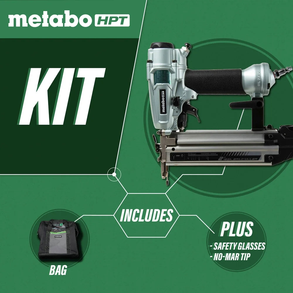 Metabo HPT Pro Brad Nailer Kit, 18 Gauge, High Grade Aluminum Magazine, Accepts 5/8-Inch To 2-Inch Brad Nails, NT50A5
