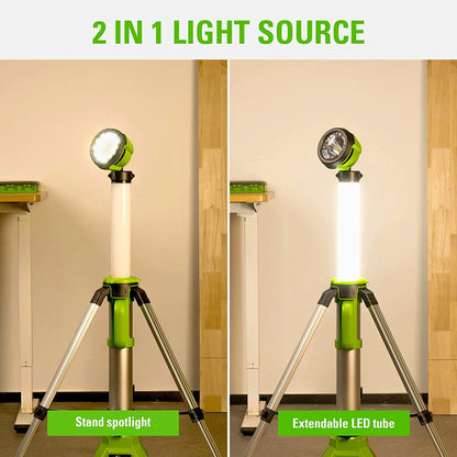 Greenworks 24V 2-in-1 Standing Light, LED Work Light with 2Ah Battery and Charger