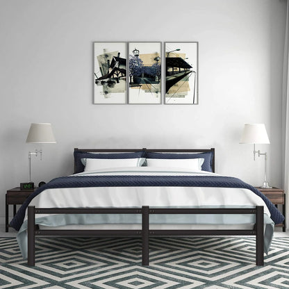 Lusimo King Bed Frame with Headboard and Footboard 14 Inch Sturdy Metal Platform King Size Bed Frame with Under Bed Storage Space Anti-Slip Noise-Free Mattress Foundation for Adult