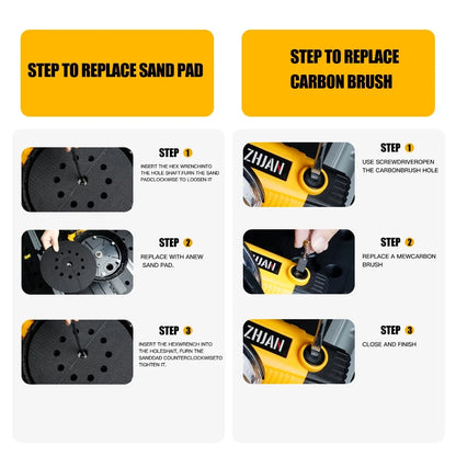 ZHJAN 880W Electric Drywall Sander with Vacuum, 5-Speed 2100RPM & LED, Adjustable Handle w/12 Sanding Discs & Dust Bag (59")
