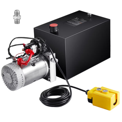 KFFKFF Hydraulic Pump, 20 Qt Power Unit, Single Acting for Dump Trailers, 0.91 GPM, 3200 PSI, 12V DC for Car Lifts