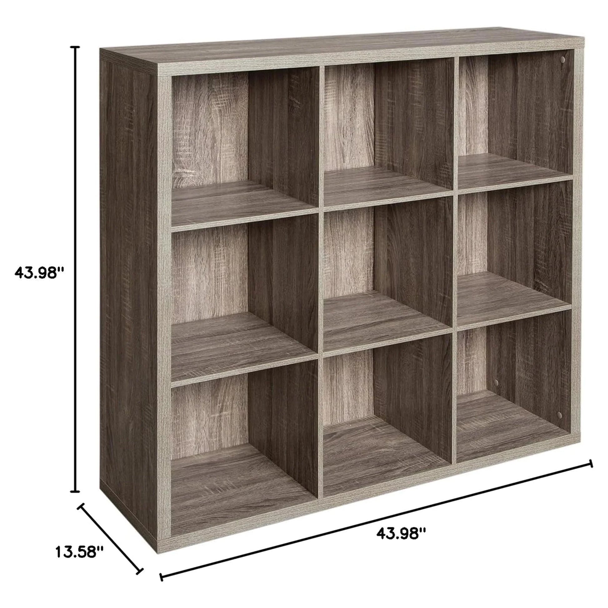 ClosetMaid 9 Cube Storage Shelf Bookshelf Organizer with Back Panel, Gray