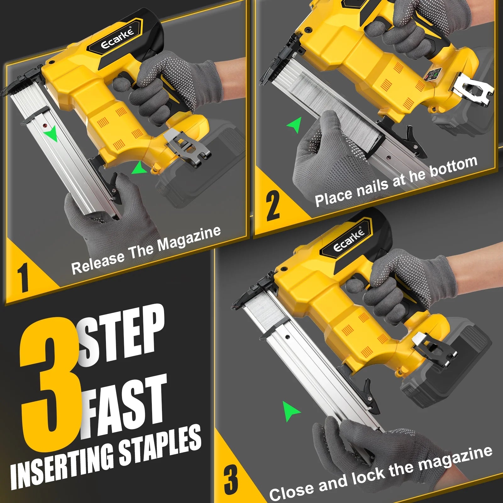 Cordless Brad Nailer Compatible with Dewalt 20V Battery: Brushless Electric Nail Gun with 1000 Nials - 2 Mode 18 Gauge Nail Gun,5/8 to 1-1/4 Inch for Upholstery Woodworking Carpentry(Tool Only)
