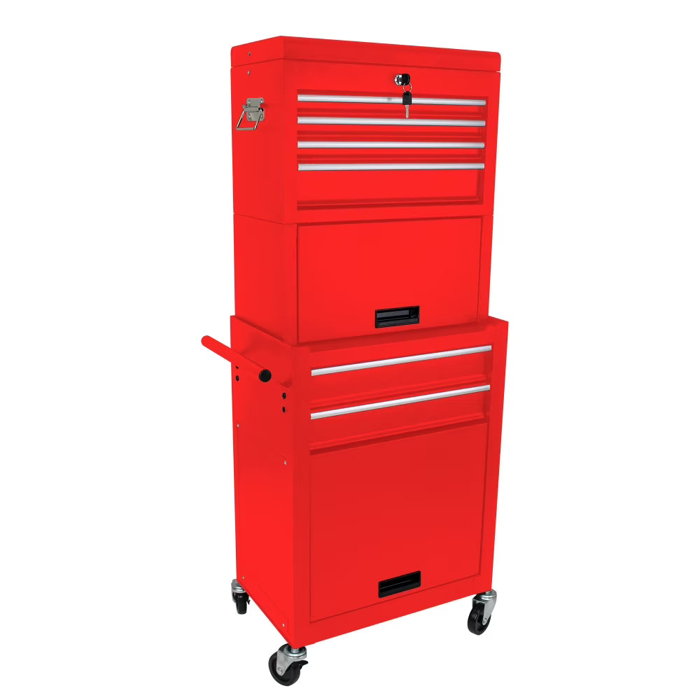 6 Drawer Rolling Tool Cabinet with 4 Wheels, Removable Metal Tool Chest Organizer with Secure Locking System