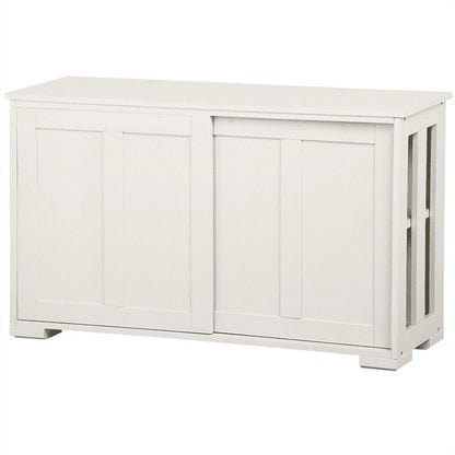 Topeakmart Antique White Buffet Cabinet Kitchen Table Sliding Door Stackable Sideboard Storage