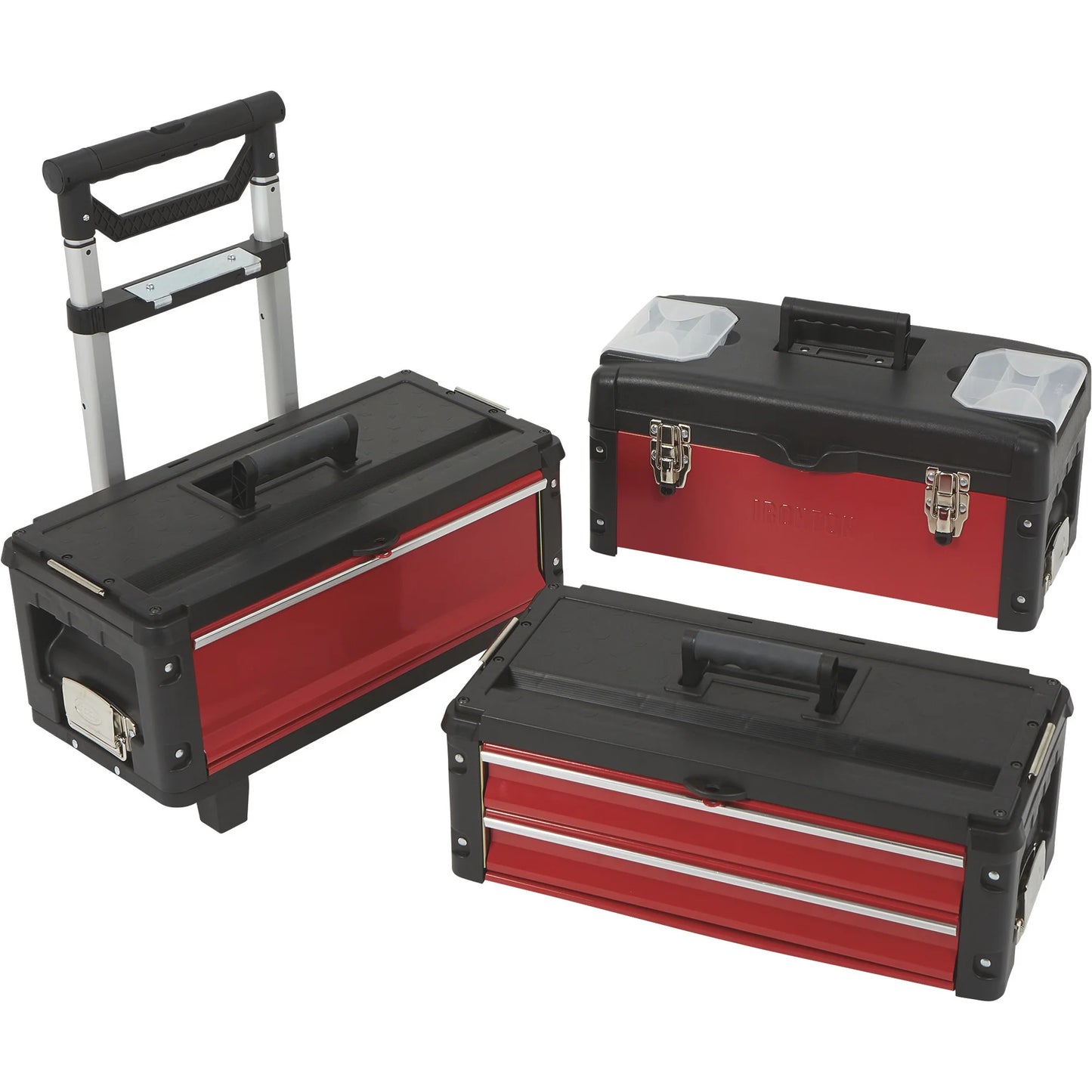 Ironton 3-Pc. Toolbox Storage System, 20in., Portable, Ball Bearing Drawers, Trolley with Wheels