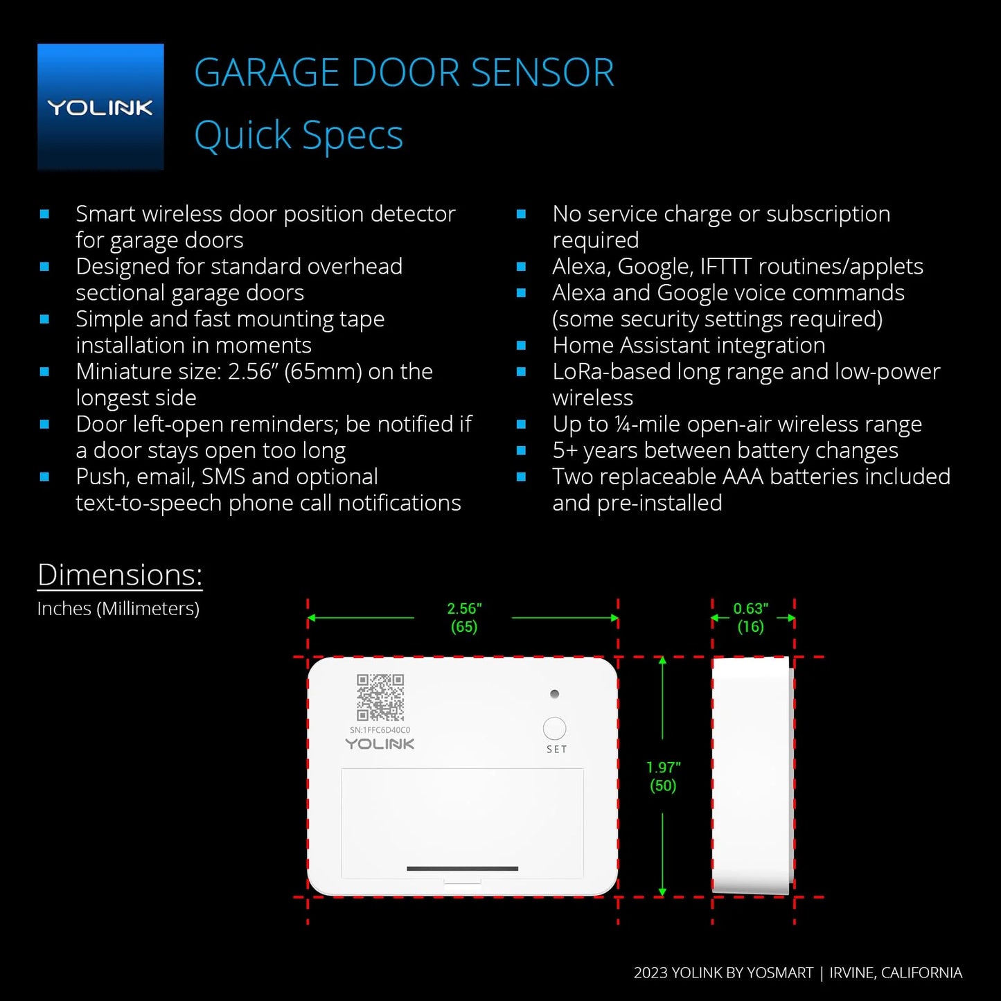 YoLink Smart Garage Door Solution Kit - Convert Any Garage Door to Smart in Seconds! Battery-Powered, No-Wires, No-Tools Super-Easy Installation. Works with Alexa & IFTTT