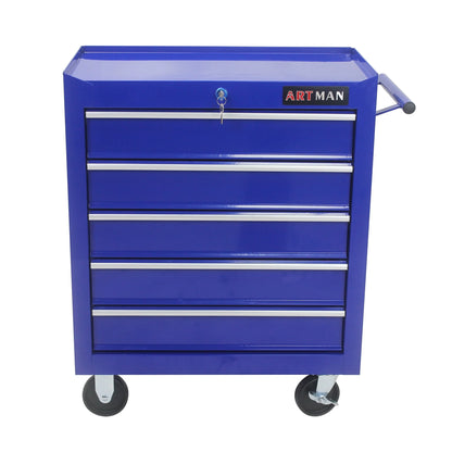 NIGSQJB 5 Large Drawers Tool Cart on Wheels, 29.9"H Rolling Tool Chest Tool Storage Box, Drawers Rolling Tool Trolley Organizer Tool Case for Garage, Warehouse, Workshop and Repair Shop, Blue