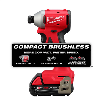 Milwaukee 3650 18V Impact Driver 1/4 in Hex Drive Battery Included 1700 in-lb, 3600 RPM, 2 Piece