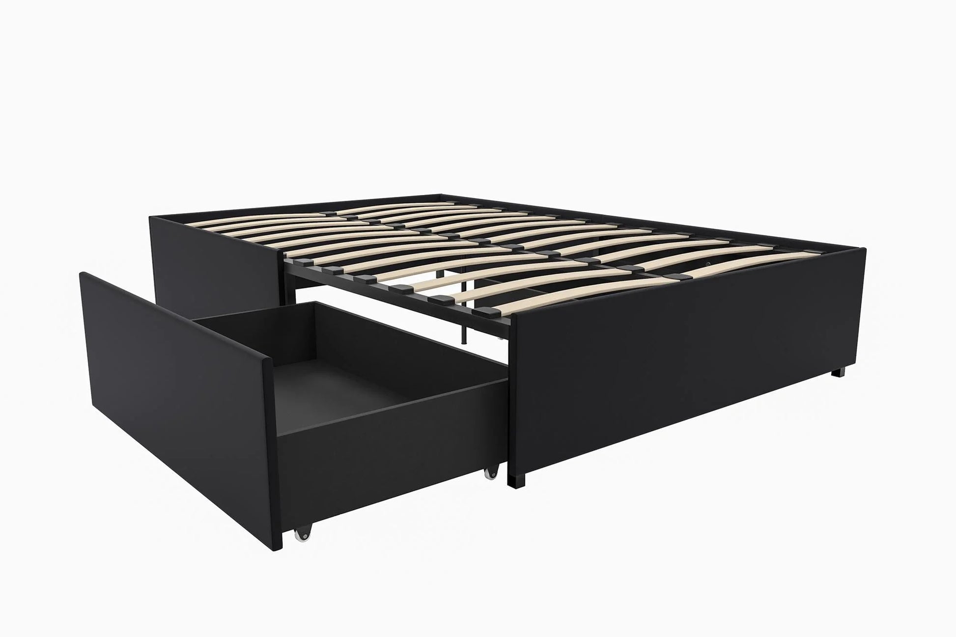 DHP Maven Platform Bed with Storage, Full, Black Faux leather
