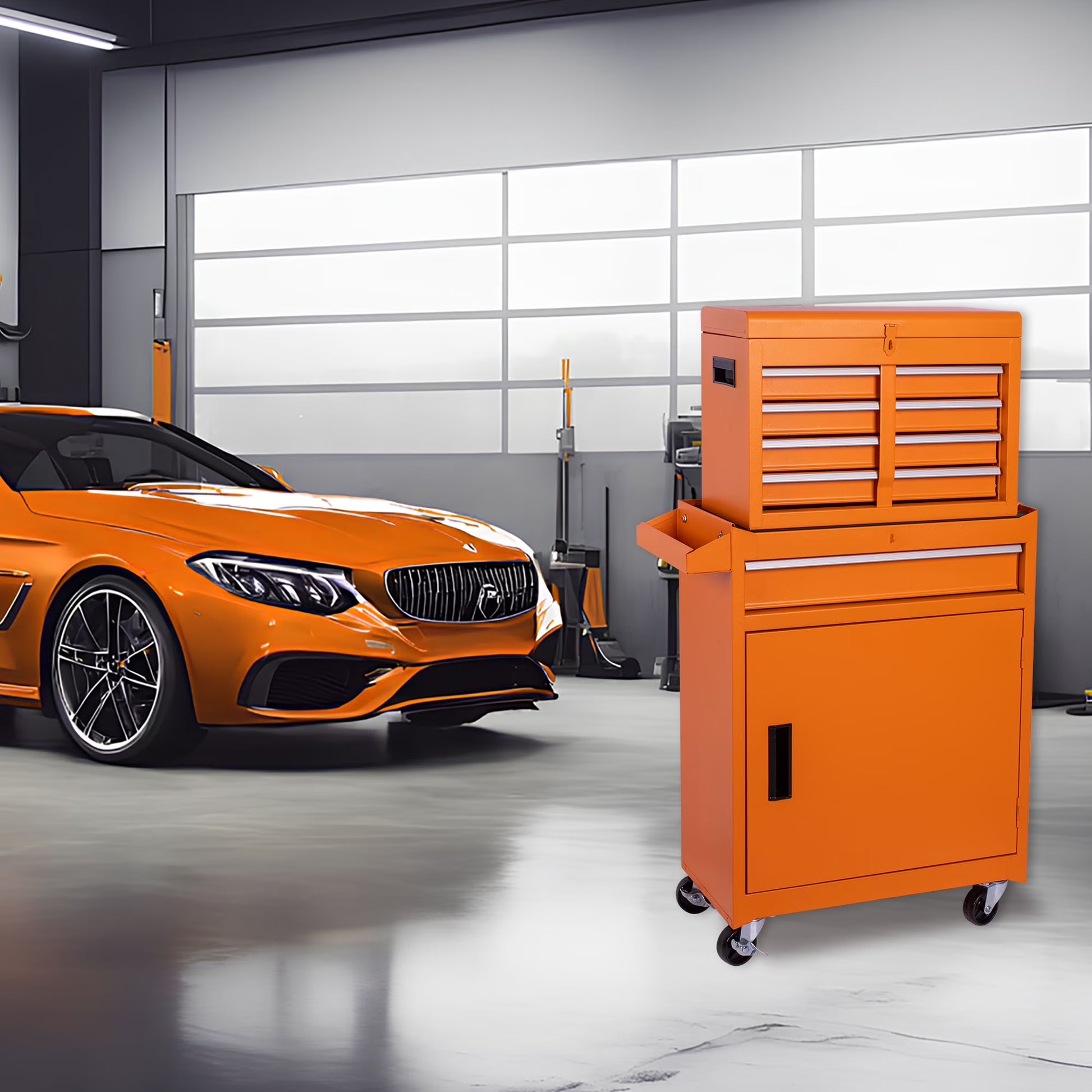 5-Drawer Rolling Tool Chest with Detachable Top Box, Lockable Wheels & Adjustable Shelf, Metal Tool Cart for Garage Workshop
