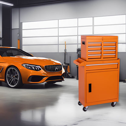5-Drawer Rolling Tool Chest with Detachable Top Box, Lockable Wheels & Adjustable Shelf, Metal Tool Cart for Garage Workshop