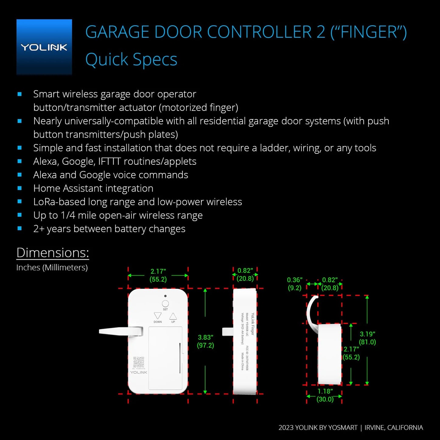 YoLink Smart Garage Door Solution Kit - Convert Any Garage Door to Smart in Seconds! Battery-Powered, No-Wires, No-Tools Super-Easy Installation. Works with Alexa & IFTTT