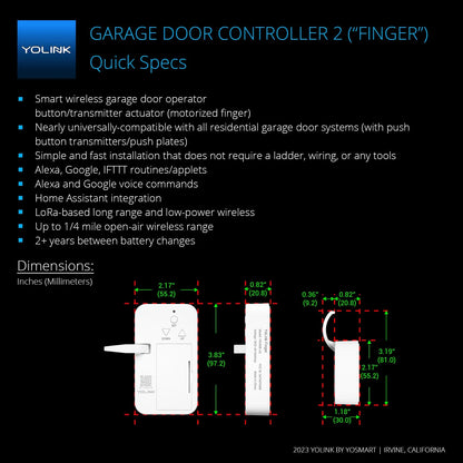YoLink Smart Garage Door Solution Kit - Convert Any Garage Door to Smart in Seconds! Battery-Powered, No-Wires, No-Tools Super-Easy Installation. Works with Alexa & IFTTT