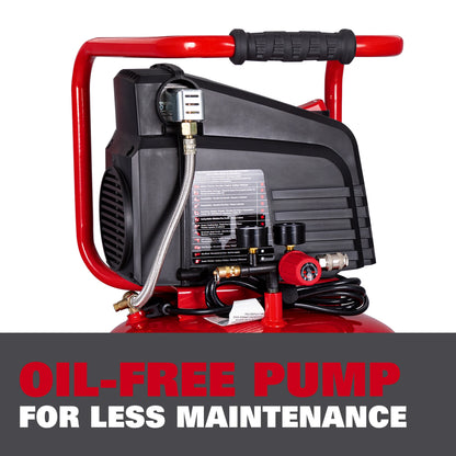 Ecomax 20 Gallon Portable Air Compressor, 150 PSI 1.5 HP Oil-Free Electric for Home Garage & Shop