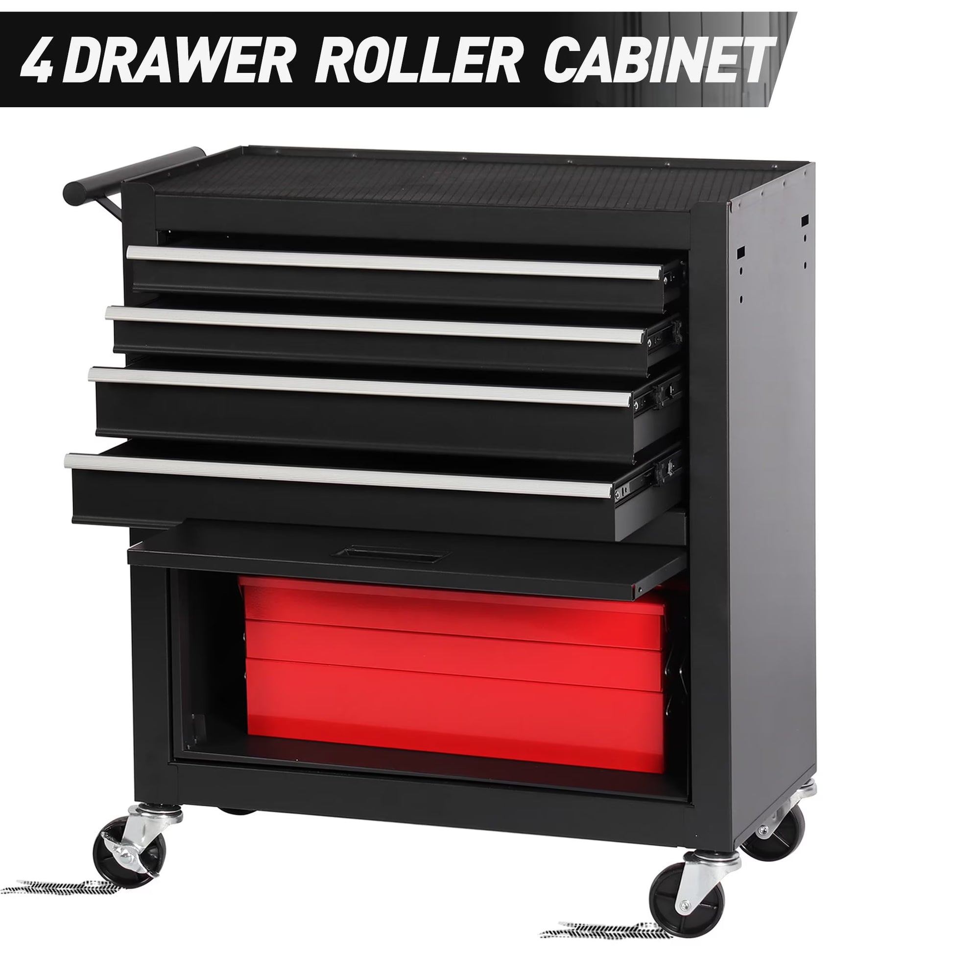 Seizeen Rolling Tool Chest on Wheels, Metal Tool Cart Toolbox Storage Cabinet Organizer W/7 Drawers, Red