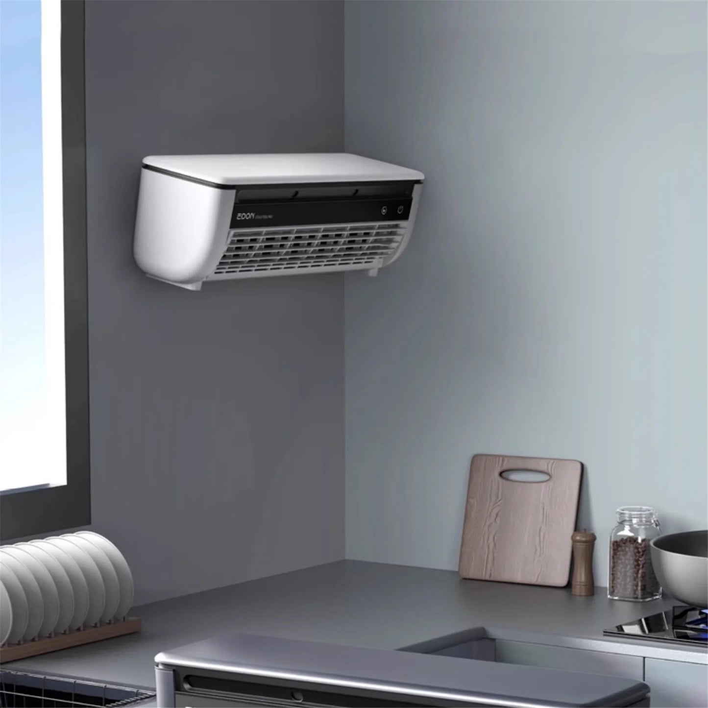 Gnwei 2025 Cordless Wall-Mounted AC Fan - No-Drill Installation Kitchen Air Cooler, 3-Speed 10s Instant Cooling, 50dB Ultra-Quiet Operation & Smart App Control