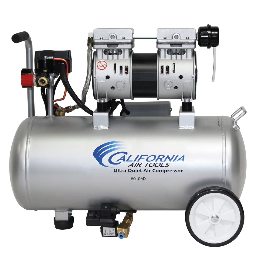 California Air Tools CAT-8010AD 1 HP 8-Gal. Ultra-Quiet and Oil-Free Steel Tank Air Compressor with Auto Drain Valve