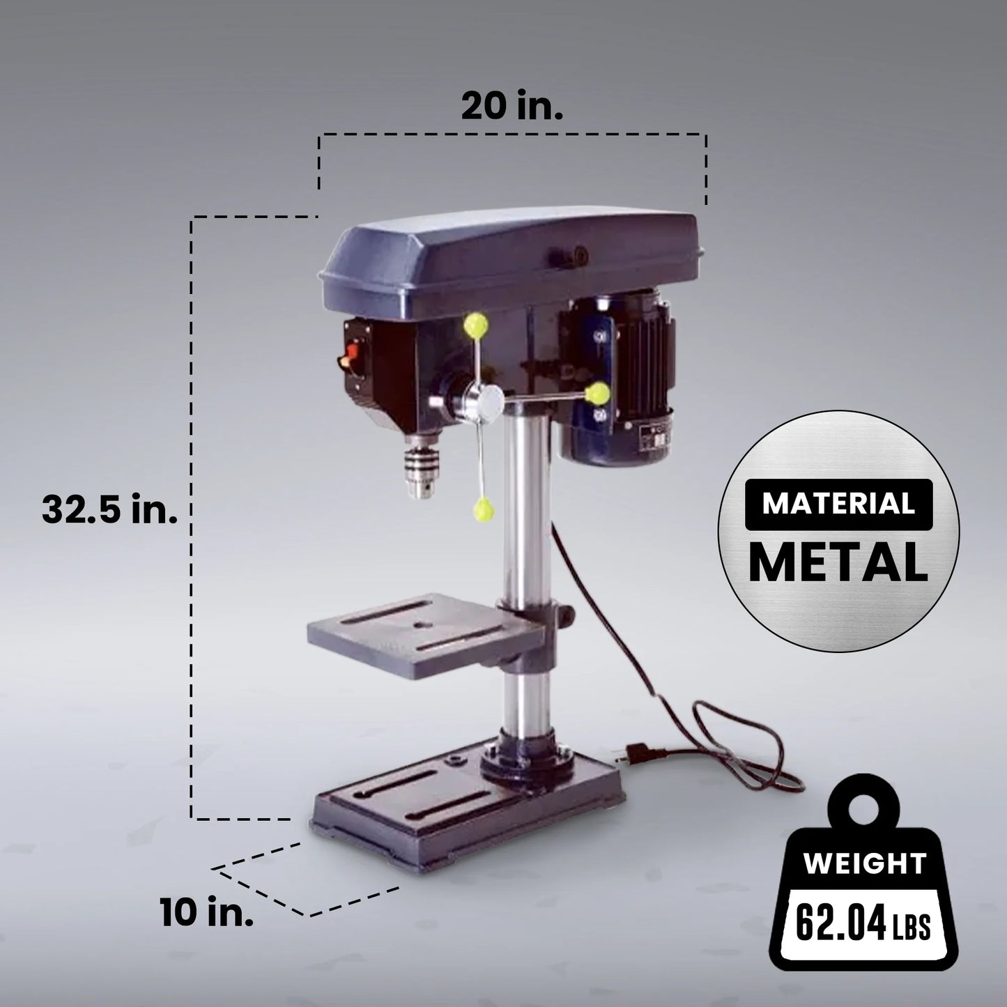 Master Mechanic 10-Inch Bench Mount Drill Press with 5 Speed 5/8 HP Motor